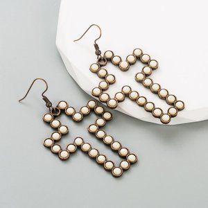 Western Inspired Cross Inlay Earring
